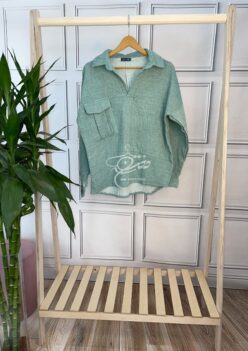 شومیز جلوبسته تک جیب سبز کد 10106